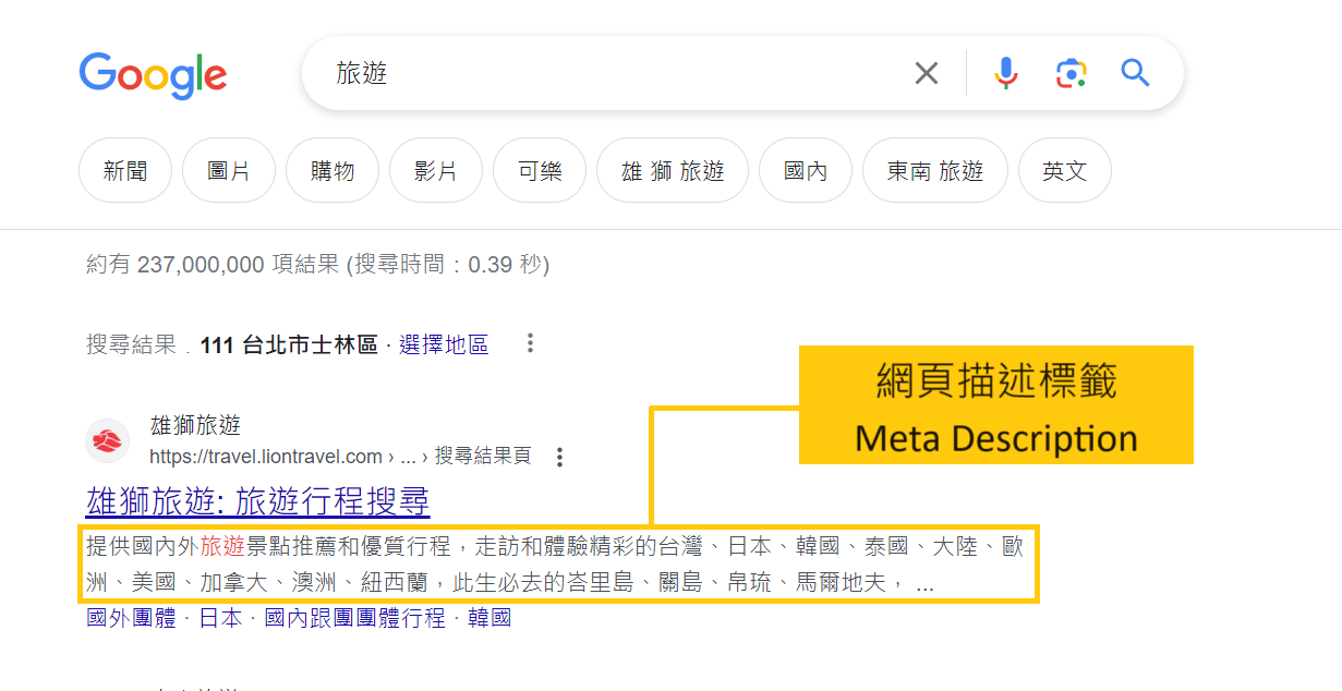 網頁描述標籤 - Meta Description
